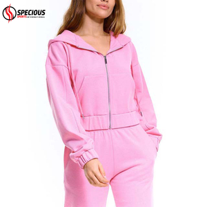 Conjunto Deportivo de Dos Piezas para Mujer, Top Corto con Capucha y Pantalones Joggers, Tallas Grandes, Color Personalizado con Logotipo OEM, Precio de Fábrica 2026 - Product Image 3