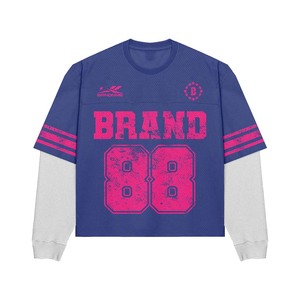 <b>Women</b> Double Layer <b>Mesh</b> Shirt Polyester Breathable Contrast Sleeve Panels Custom Sublimation Logo TShirt Double Layer Shirts - Product Image 2
