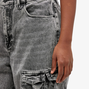 Pantalones Vaqueros de Cintura Alta para Mujer, al por Mayor, Personalizados, Elásticos, de Color Sólido, Corte Recto, Ecológicos, de Algodón, Estilo Boyfriend, Casuales, OEM - Product Image 4