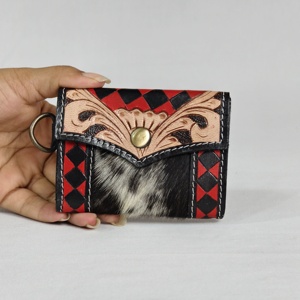 Top Selling Genuine Leather Card <b>Holder</b> Snap Closure Multi-functional <b>Wallet</b> Canvas Lining Minimalist Style Short Length - Product Image 6