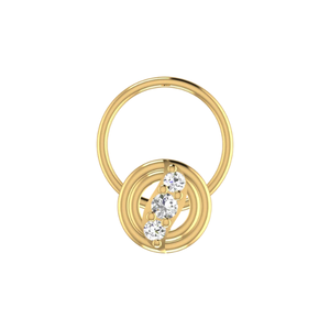 Épingle de nez de conception de cercle concentrique de bijoux de piercing fin en or 14K avec diamant naturel 0,046ct - Product Image 1