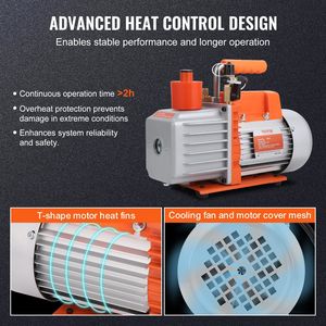 Pompa per vuoto rotativa a palette a 2 stadi da 1/2 HP, 7 CFM, 120V, per climatizzazione, con connettori maschio SAE da 1/4'', maschio SAE da 3/8'', parte per sistemi HVAC da 1/2'' - Product Image 3