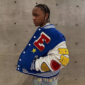 แจ็คเก็ตวาร์ซิตี้ปักลายเชนิลล์ขายดี แจ็คเก็ตเบสบอลแบบ Letterman สไตล์คอลเลจ สตรีทแวร์ ยูนิเซ็กส์ พร้อมฮีตเตอร์กันลมด้านหน้า - Product Image 2