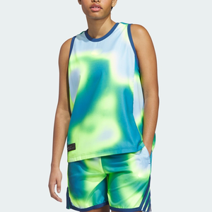 Débardeur sans manches pour femme, imprimé tie-dye, col rond, respirant, en polyester tricoté, coupe classique - Product Image 1