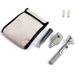 Otoscope à fibre optique, otoscope LED, kit ORL, deux ampoules de remplacement gratuites, couleur grise, outil de diagnostic professionnel des oreilles - Product Image 1