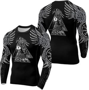 Custom Printed Anti-UV UPF50 Breathable Long Sleeve Rash Guard <b>Compression</b> MMA T-<b>Shirt</b> <b>for</b> BJJ Grappling Fitness <b>Men</b> - Product Image 1