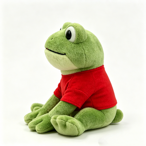 Peluche de rana, rana verde de peluche, peluche de rana con camisa roja, muñeco de peluche de rana sentado - Product Image 4