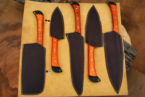 High Quality Stainless Steel Professional Chef <b>Knife</b> <b>Set</b> <b>Sharp</b> Blade Right Hand Orientation Customized Wooden Handle - Product Image 3