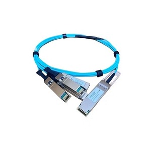 สายไฟเบอร์ออปติกแบบแพทช์คอร์ด หัวต่อ MPO สีน้ำเงิน สายเคเบิล 10G QSFP28 พอร์ต AOC โมดูลทรานซีเวอร์ สำหรับศูนย์ข้อมูล เครือข่ายความเร็วสูง - Product Image 1