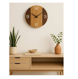 Horloge murale en bois silencieuse pour la maison et le jardin, logo personnalisé, nouveau design, horloge murale en bois - Product Image 6