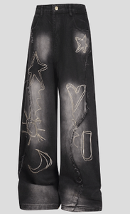 กางเกงทำงานทรงหลวมระบายอากาศได้ดี น้ำหนักปานกลาง สไตล์วินเทจสั่งตัดพิเศษสำหรับผู้ชาย สีดำ ตกแต่งด้วยผ้าปะต่อหลายส่วน ลุคทำสีซีดแบบวินเทจ - Product Image 6