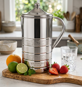 Carafe à eau en acier inoxydable avec couvercle, poignée métallique, design moderne, passe au lave-vaisselle, ustensile de qualité supérieure, carafe à eau en acier inoxydable avec couvercle - Product Image 3