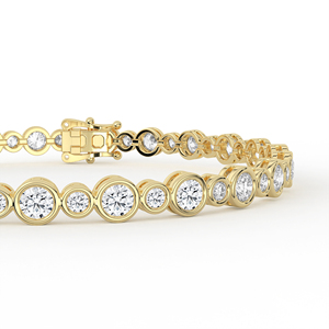 Bracelet classique en diamants ronds brillants, sertissage clos en or 14K 18K, design vague graduée, bijoux fins, cadeau de mariage pour femme - Product Image 3
