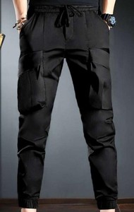 Basic Blue Core Baggy Cargo <b>Jeans</b> Waterproof 100% Cotton <b>Elastic</b> <b>Waist</b> Lightweight Men's Summer Casual - Product Image 2