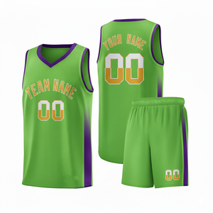 Youth Basketball Uniform Set Custom Logo <b>Name</b> Number School College Club Gym Team Jersey Bulk - Product Image 2