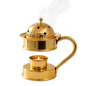METAL LINE EXPORTS MLE-1169 Brûleur d'encens en bois de santal de luxe arabe écologique, encensoir moderne en acier inoxydable pour encens Oud - Product Image 1