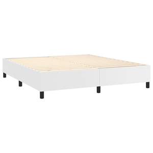 Cadre de lit king-size rembourré en similicuir blanc, en bois d'ingénierie avec base en contreplaqué, lit durable et élégant avec revêtement. - Product Image 4