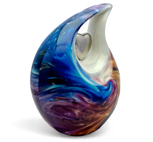 Urnas de Cremación para Adultos con Forma de Lágrima y Corazón, Acabado Colorido Antiguo, para Cenizas Funerarias, Metal, Latón/Aluminio - Product Image 3