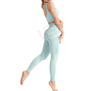 Conjunto de Yoga sin Costuras con Sujetador Deportivo Transpirable y Leggings Flexibles con Logotipo Frontal para Gimnasio, Entrenamiento y Fitness - Product Image 2