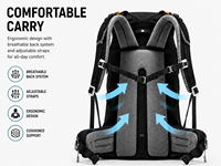 40L(35+5) Ransel Hiking Camping Tahan Air dengan Rangka Eksternal, Penutup Hujan, Tas Punggung Profesional untuk Olahraga Luar Ruangan, Perjalanan, dan Aktivitas Sehari-hari, Bahan Nilon Nasional