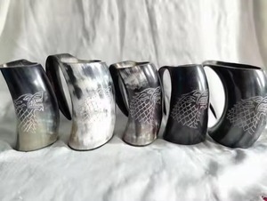 Custom 700/800ml Rustic Viking Tankard Horn Chalice Eco-Friendly Traditional American Style High Quality Handmade <b>Beer</b> Natural - Product Image 2
