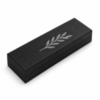 Boîte d'emballage de luxe bleu marine et noir mat pour stylo, avec logo personnalisé en feuille d'argent et insert en mousse de velours blanc, pour stylo métallique de direction