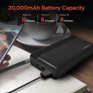 Power Bank da 20000mAh 20W PD+USB Nero, Comodo Compagno di Viaggio per Ricarica in Movimento - Product Image 2