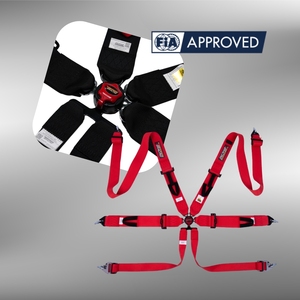 FIA 8853 racing harness 6 point <b>cam</b> lock seat belt OEM ODM custom logo polyester webbing steel hardware Taiwan factory - Product Image 1