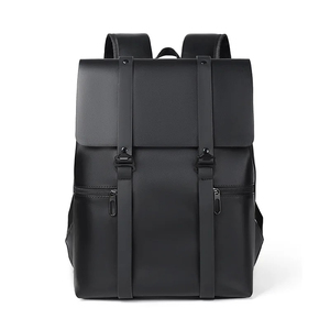Minimalist Gray Nylon <b>Backpack</b> With Black <b>Straps</b> Buckle Closure Water Resistant Laptop Compartment Unisex 20-39L Capacity - Product Image 2