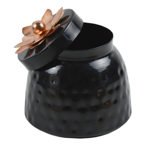 Black Theme Vintage Design Metal Dry Food <b>Cookies</b> and Candy Pots with Flip Top Lid and Painted Finish - Product Image 1