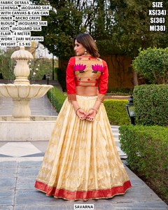 Eshaal Royal Jacquard Silk <b>Lehenga</b> Choli Quick Dry Sun Protection for Diwali Party <b>Wedding</b>-Floor-Length Traditional Women's Wear - Product Image 2