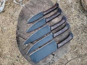 Ensemble de couteaux de chef en acier inoxydable faits à la main, 5 pièces, manche en bois, étui en cuir, vente en gros, couteaux pliants de survie - Product Image 6