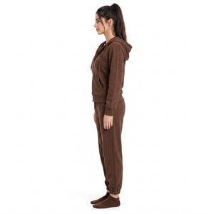 Conjunto de chándal con capucha para mujer, negro, con estampado de lavado ácido, de peso pesado, sudadera con cremallera de manga larga y pantalones jogger, atuendo informal - Product Image 3