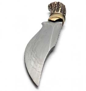มีดอเนกประสงค์เหล็กกล้าทำมือ ปลายแหลม ด้ามเขาสัตว์ ใบมีดคงที่ - Product Image 3