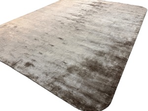 Handmade Coffee Brown Silk Area Rug | Modern Minimalist Carpet | Round edges - Product Image 3