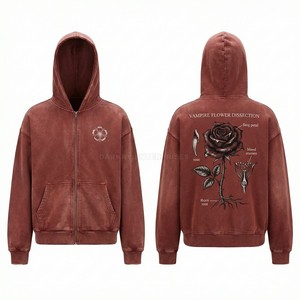 Sudadera con capucha personalizada para hombre, verde bosque, lavado ácido, estilo gótico vintage, estampado gráfico de murciélago, chaqueta de forro polar grueso, fabricante - Product Image 5