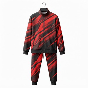 Survêtement sportif unisexe à imprimé géométrique, séchage rapide, en polyester, pour l'automne, avec poches latérales et fermeture éclair - Product Image 5