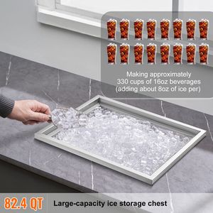 Contenitore per Ghiaccio Commerciale in Acciaio Inox 21"L X 17"W X 18"H 40qt con Coperchio per Cucina Esterna e Bar del Ghiaccio - Product Image 2