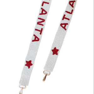 Atlanta Red Letter Beaded Bags <b>Straps</b> Star Pattern Purse Belts Crossbody Handle Metal Clasp Shoulder <b>Handbag</b> <b>Replacement</b> Carrier - Product Image 1