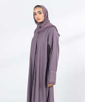 Abaya musulmane élégante violette avec hijab assorti, robe longue à manches longues, robe modeste pour femmes, tenue quotidienne, respirante et légère