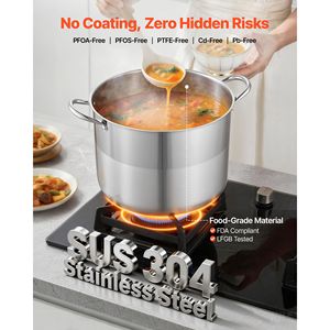 Pentola in Acciaio Inox da 16 Qt con Coperchio in Vetro, Senza PFOA e PFAS, per Fornelli a Gas - Product Image 2