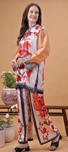 Ensemble coordonné deux pièces pour femmes, confortable, écologique, respirant, ensemble Kurti et pantalon assorti, tenue décontractée élégante pour toutes les saisons - Product Image 4