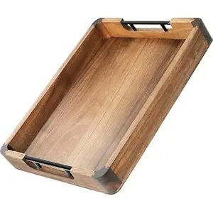 Bandeja de madera maciza para desayuno con asas |   Bandeja de Servicio para Sofá, Cama y Mesa de Centro |   Bandeja de Madera Resistente para Servir Alimentos - Product Image 6