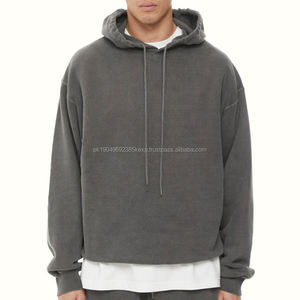 Sweat à capuche en coton lourd pour homme, logo personnalisé, design à épaules tombantes, sweats à capuche vintage lavés, sweat à capuche surdimensionné pour homme - Product Image 5