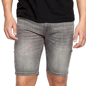 Men's Gray Denim <b>Shorts</b> Straight <b>Leg</b> Mid Waist Stonewashed Cotton Casual Summer Wear Comfortable Casual Summer Apparel - Product Image 1