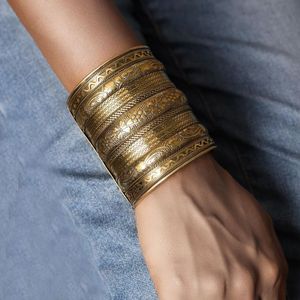 Traditional Handmade Brass Cuff Chunky <b>Stack</b> Bangle Wedding Party Festive Adjustable Retro Finished Statement Jewelry <b>Bracelet</b> - Product Image 5