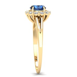 Bague REYES faite à la main en or massif 14 carats avec saphir bleu rond de 0,84 carat pour femme, certifiée GRA, bijoux en moissanite - Product Image 3