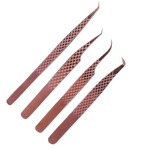 MAHFOOZ INSTRUMENTS Lot de 4 pinces à cils en acier inoxydable de haute qualité avec poignée diamantée - Acier japonais (Or rose) - Product Image 4