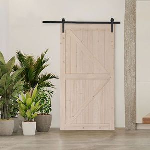 42 In. X 84 In. Unfinished Solid Spruce Wood Sliding Barn Door with 7FT Hardware Kit K Frame Handle-Requires Assembly - Product Image 6