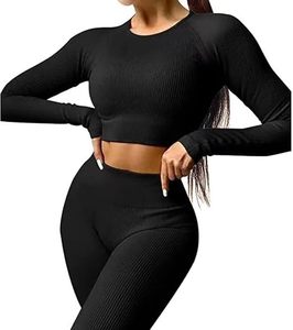 Conjunto de Leggings de Yoga para Mujer, Tallas Grandes, con Cinturón y Logotipo Frontal, 2 Piezas, Secado Rápido, Transpirable, Ecológico, 100% Poliéster, para Deportes y Running - Product Image 4